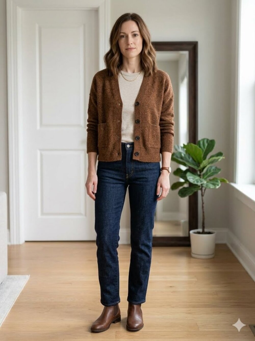 Madewell cinnamon/espresso patch pocket cardigan, size XXS